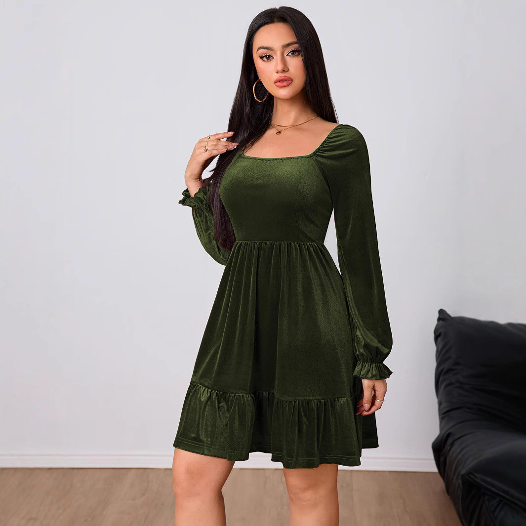 Damen Abendkleid Minilänge Samt für festliche Anlässe (5)