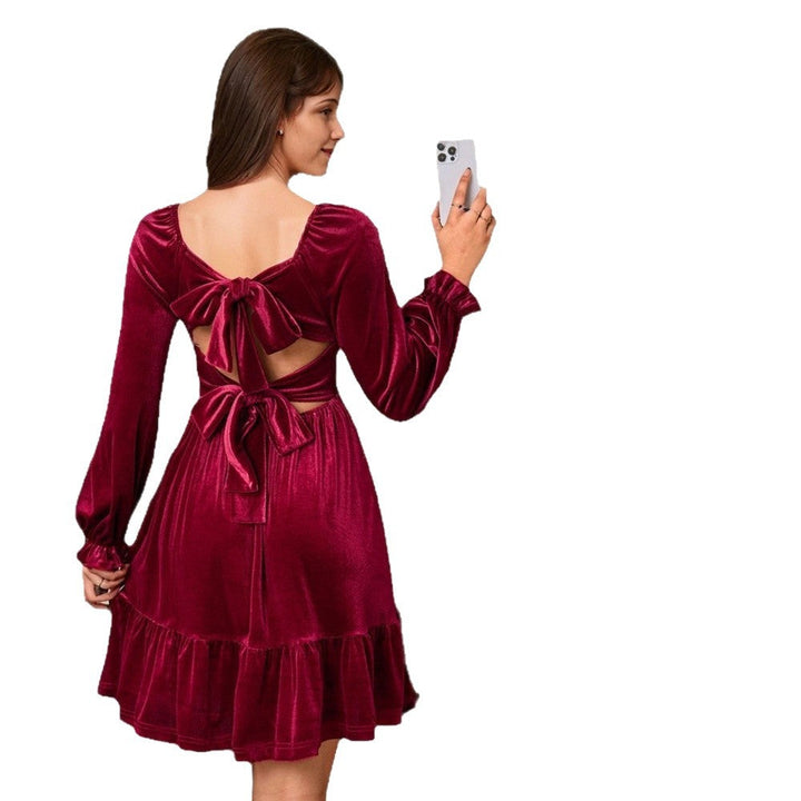 Damen Abendkleid Minilänge Samt für festliche Anlässe (6)
