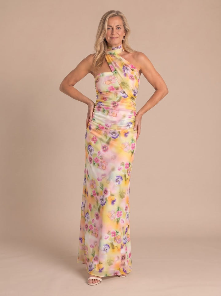 Damen Abendkleid Neckholder Maxi für Hochzeiten in Mehrfarbig