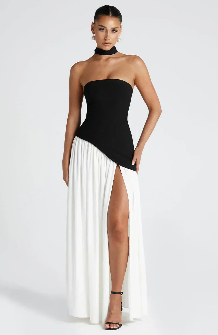 Damen Asymmetrisches Maxi Kleid für en Negro 2