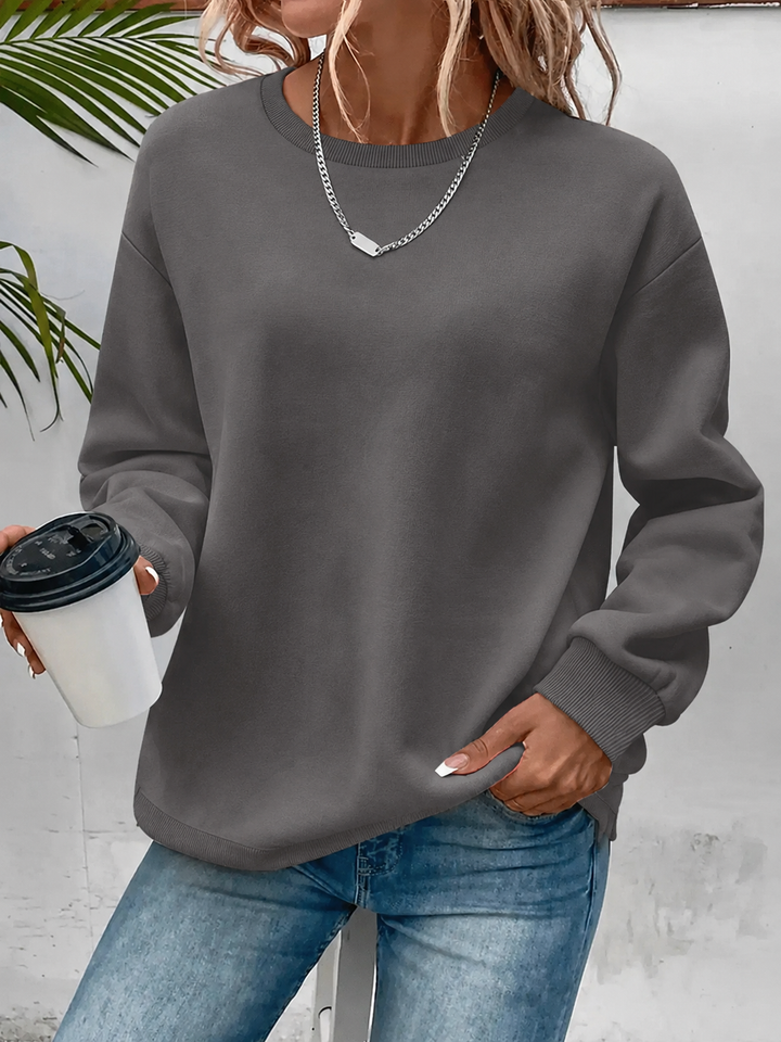 Damen bequeme Alltags-Bluse im Sweatshirt-Stil in Dunkelgrau