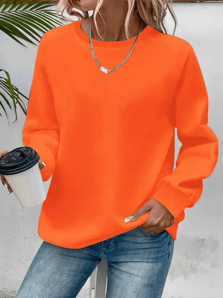 Damen bequeme Alltags-Bluse im Sweatshirt-Stil in Orange