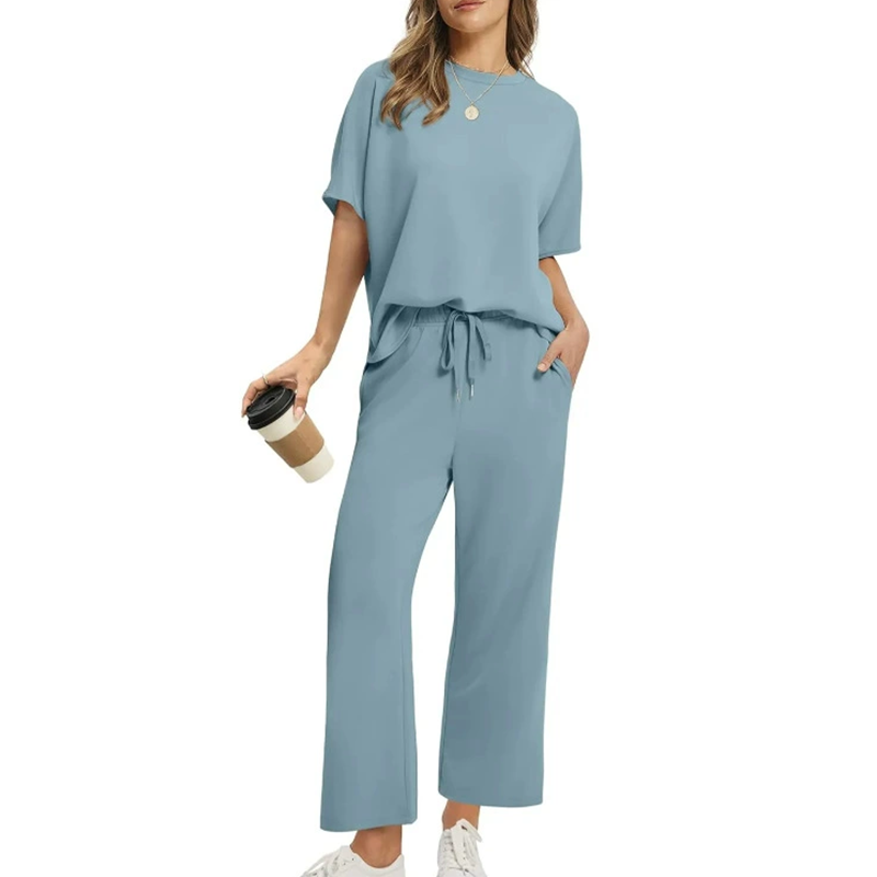 Damen Bluse und Hose Set für Alltag in Blau