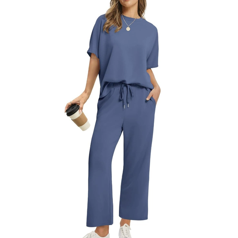 Damen Bluse und Hose Set für Alltag in Dunkelblau