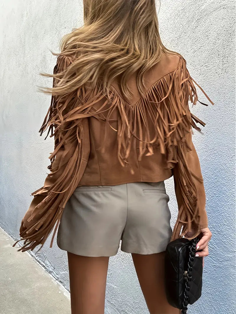 Damen Boho-Chic Jacke aus Kunstwildleder (2)