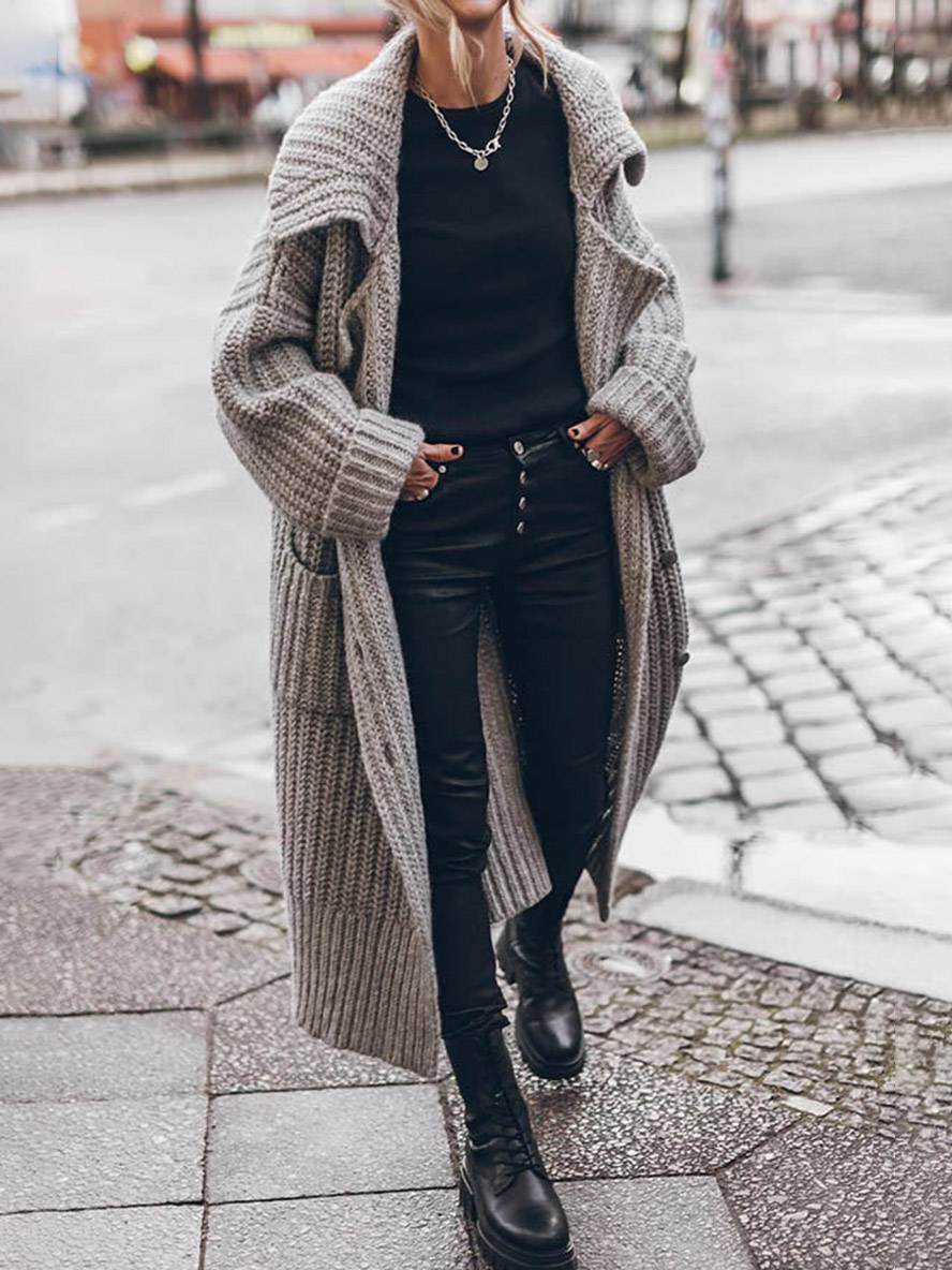Damen Cardigan im Rippstrick Oversized Lang (2)