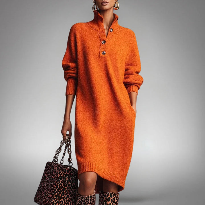 Damen Cardigan Midi aus Strick in Orange 1