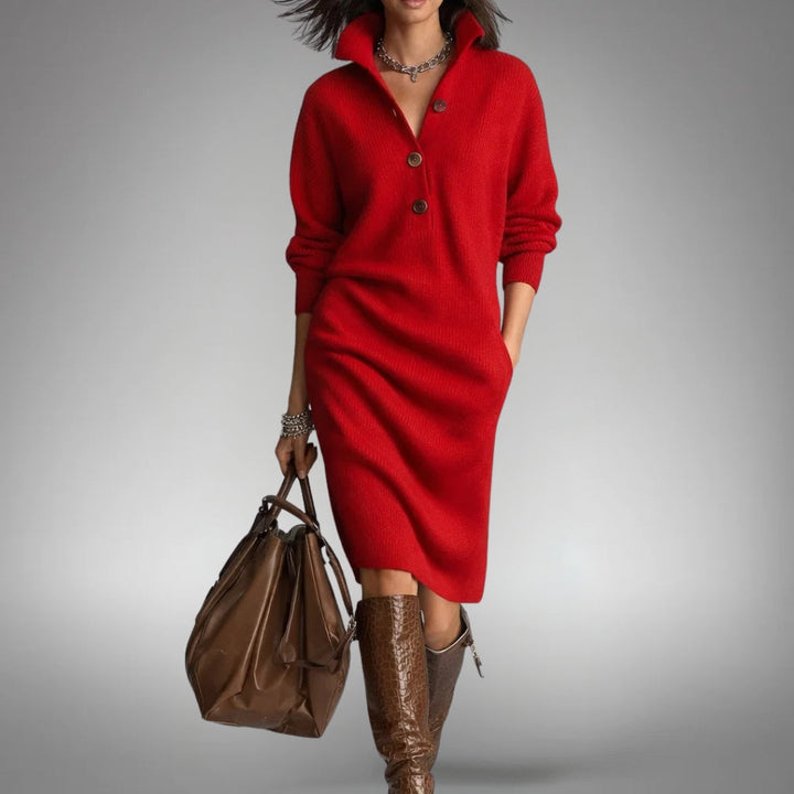 Damen Cardigan Midi aus Strick in Rot
