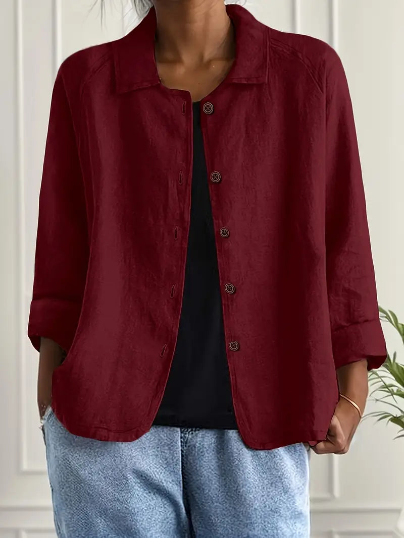 Damen Casual Leichte Jacke Mit en Karmesinrot