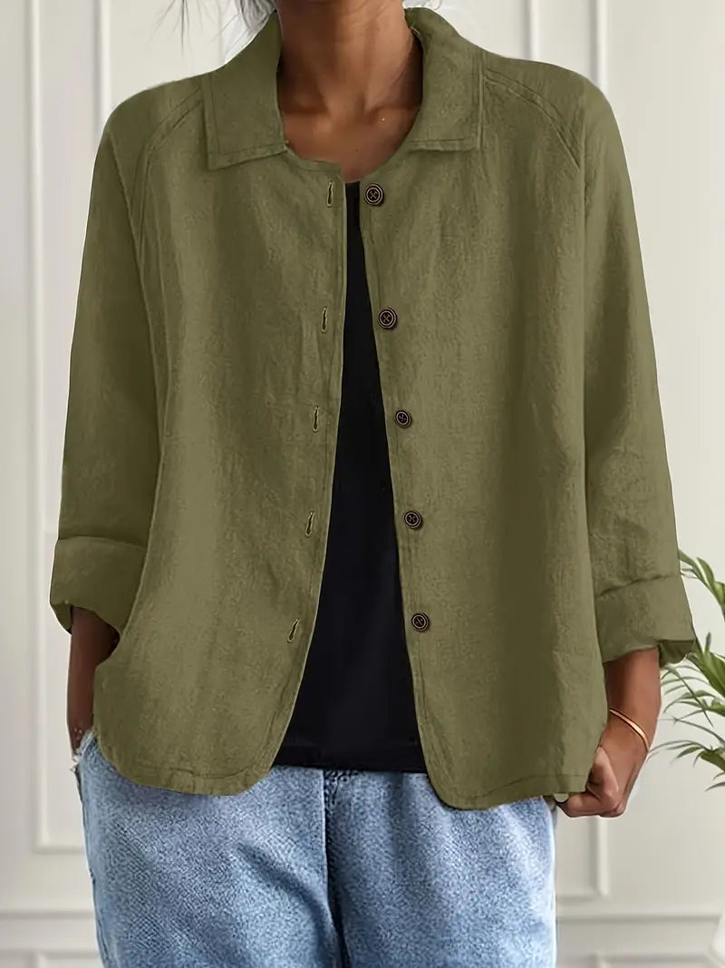 Damen Casual Leichte Jacke Mit en Verde oliva
