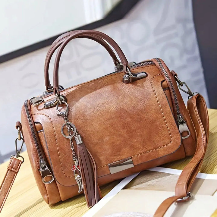 Damen elegante klassische Handtasche im Retro-Stil in Braun
