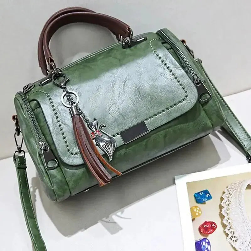 Damen elegante klassische Handtasche im Retro-Stil in Grün