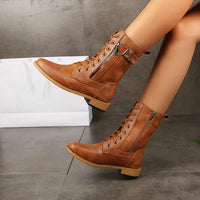 Fiona | Damen Elegante Lederstiefeletten zum Schnüren