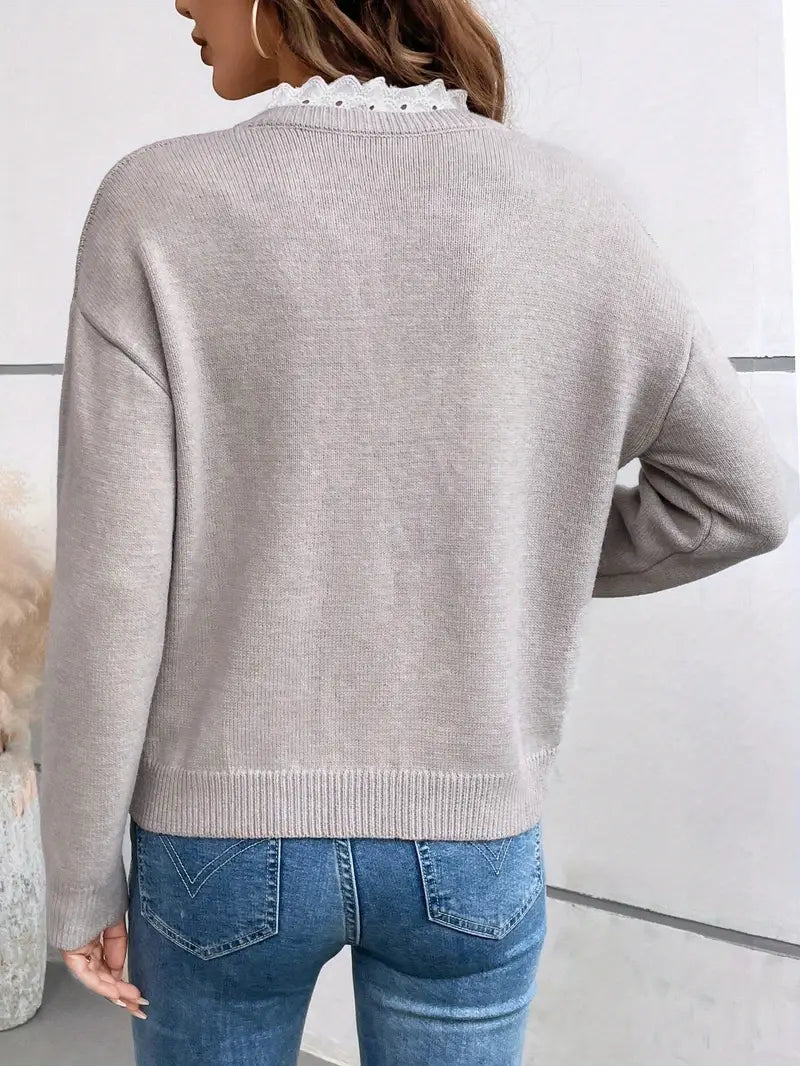 Damen elegante Strickweste im klassischen Stil (5)