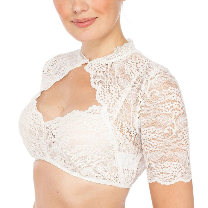 Damen Elegante Weiße Spitzen-Bluse zum Oktoberfest (3)