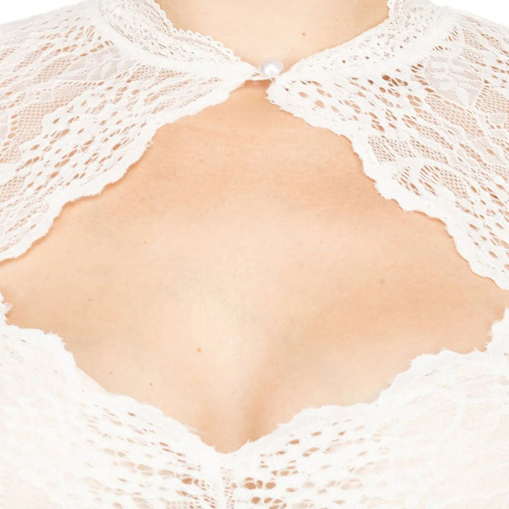 Damen Elegante Weiße Spitzen-Bluse zum Oktoberfest (5)