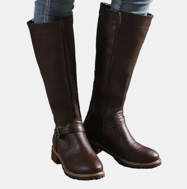 Damen Elegante Winterstiefel im Klassischen Stil in Dunkelbraun