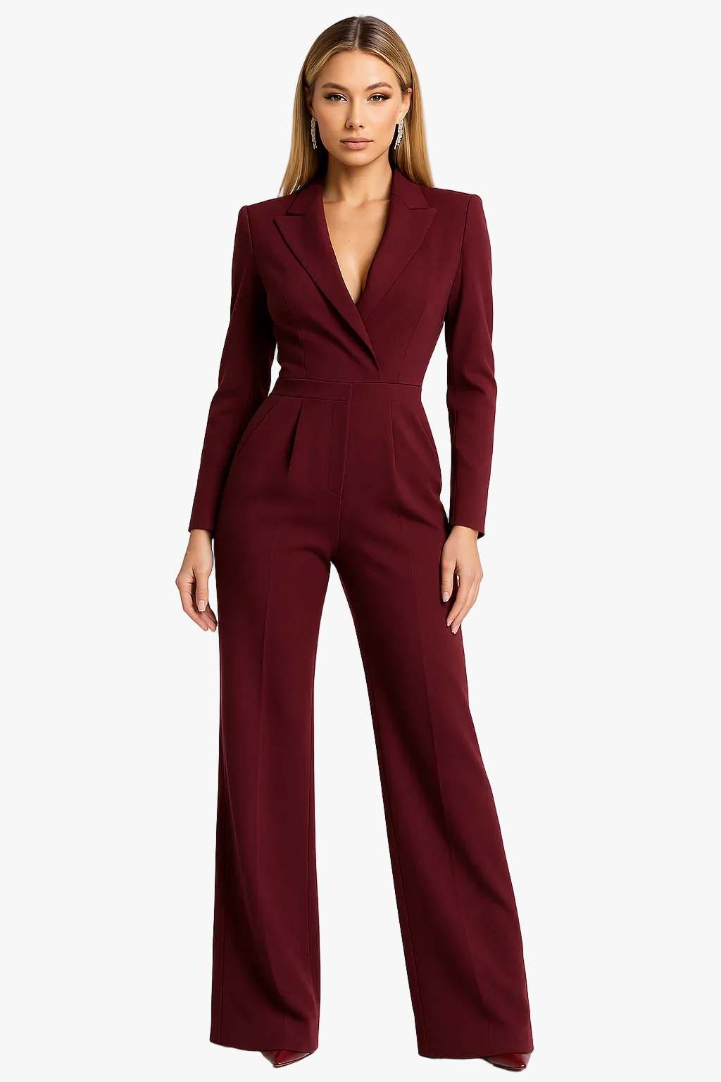 Damen Eleganter Jumpsuit mit breiten Beinen in Rot