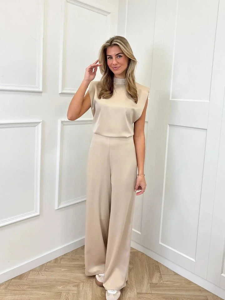 Damen Eleganter Satin-Jumpsuit mit Weiten Hosen (6)