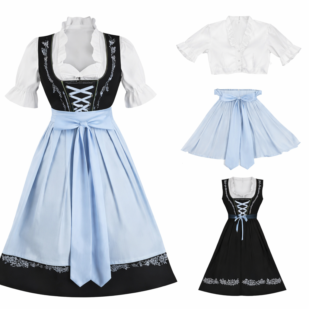 Damen Elegantes Dirndl mit Bluse zum Oktoberfest (3)