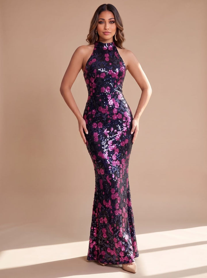 Damen Festliches Abendkleid Meerjungfrau mit Pailletten (2)