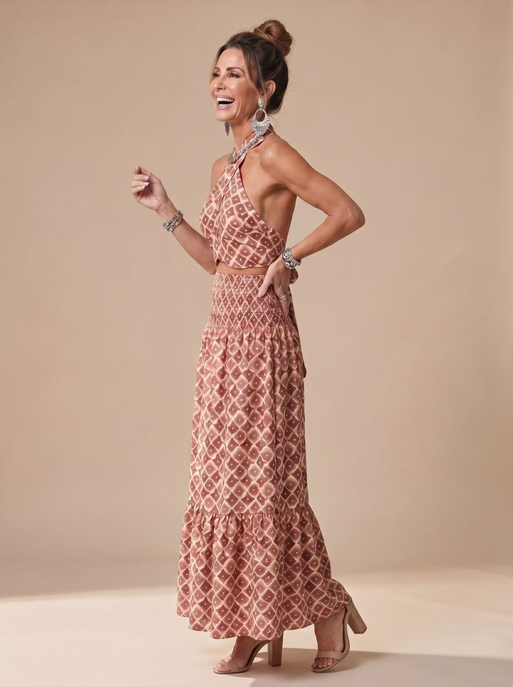 Damen festliches Strickkleid Midi mit Grafik-Muster (2)