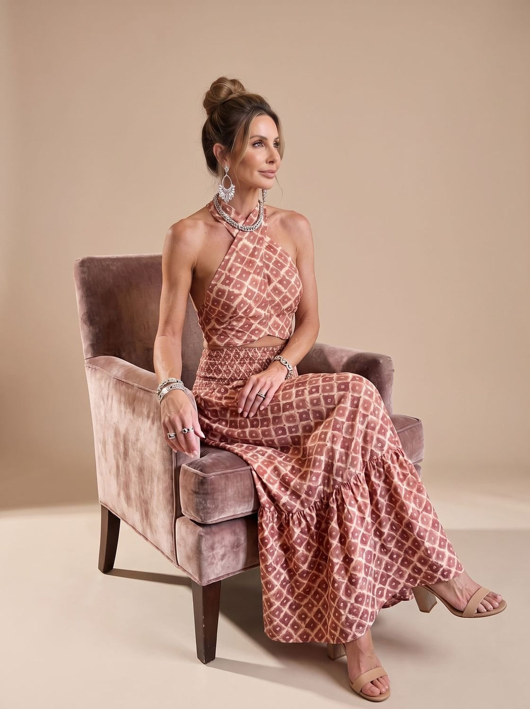 Damen festliches Strickkleid Midi mit Grafik-Muster (5)