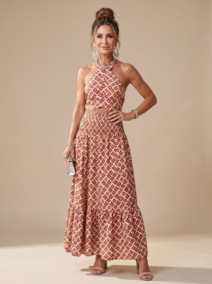 Damen festliches Strickkleid Midi mit Grafik-Muster in Geometric