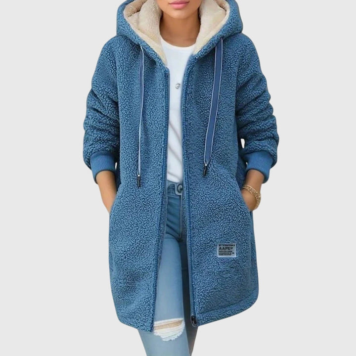 Damen Fleecejacke im Teddy-Stil für Herbst in Blau (fast ausverkauft)