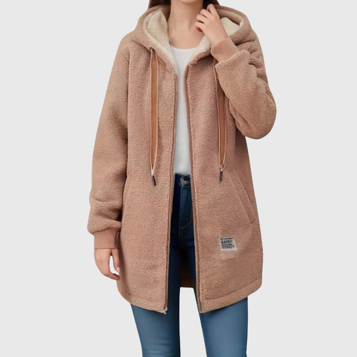 Damen Fleecejacke im Teddy-Stil für Herbst in Braun (fast ausverkauft)