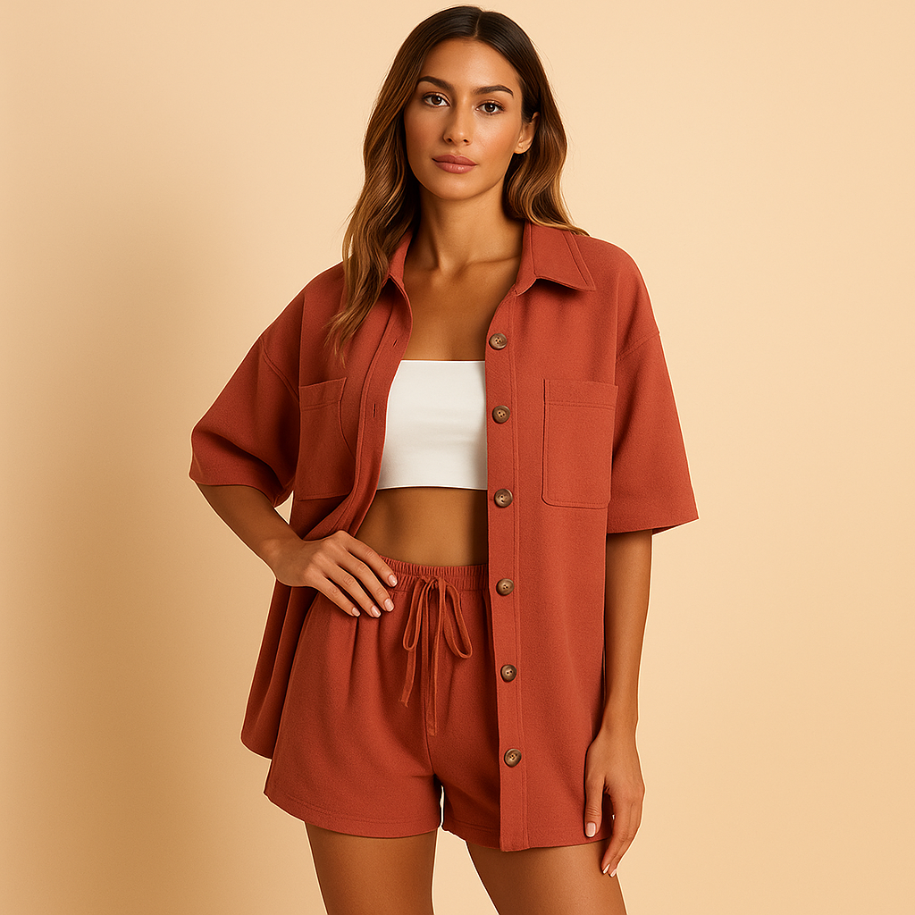 Damen Herbst Fleece Winterjacke mit Kapuze in Rot