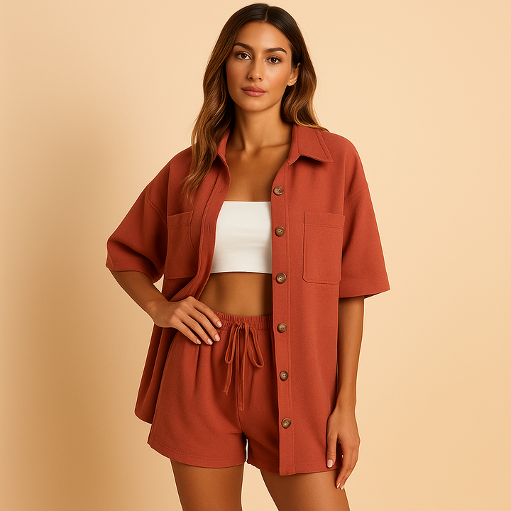 Damen Herbst Fleece Winterjacke mit Kapuze in Rot