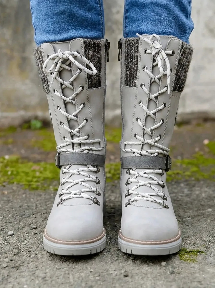 Damen Herbst-Schnürstiefel Wasserdicht in Wadenhöhe