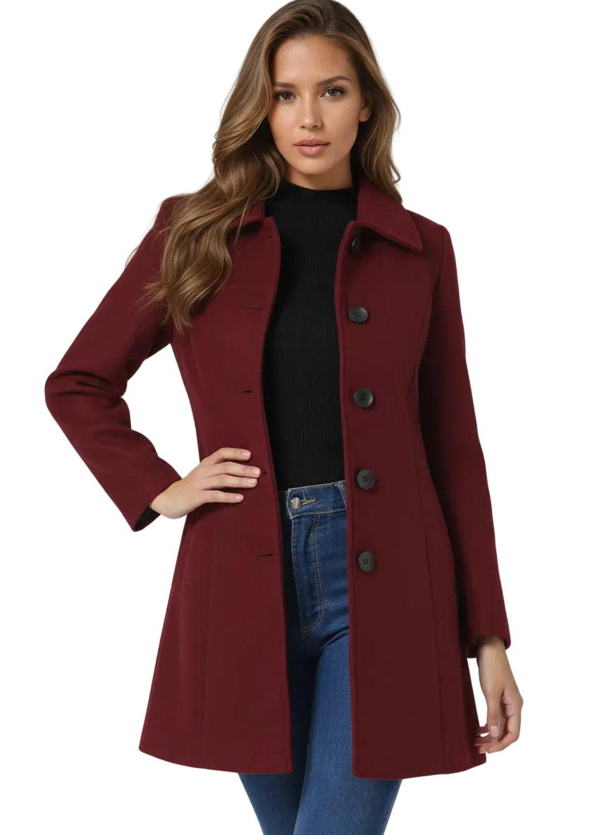 Damen Herbstjacke mit eleganter Knopfleiste in Burgund