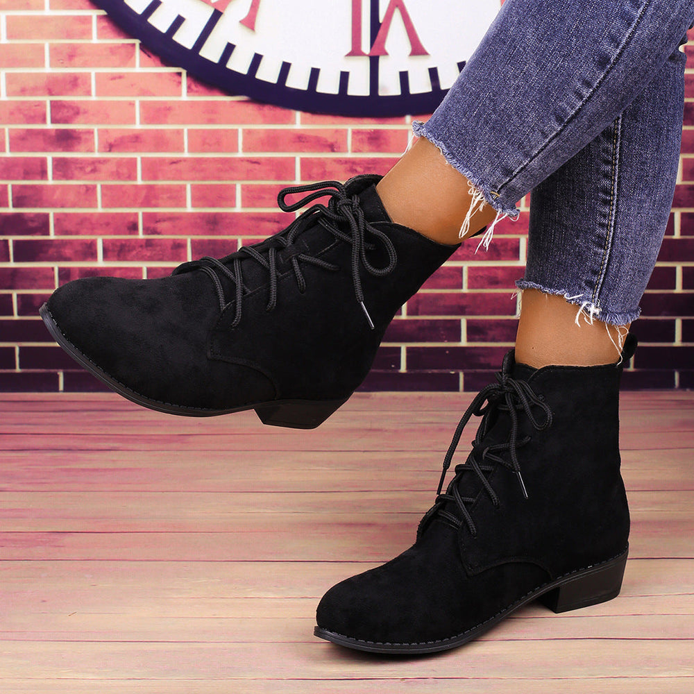 Damen Herbststiefel mit Blockabsatz und Schnürung (2)