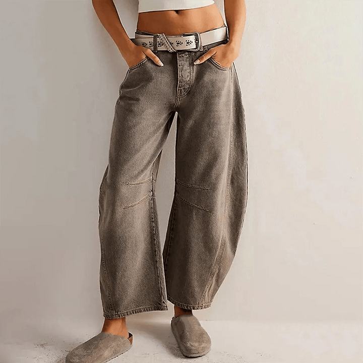 Damen Jogginghosen-Style Jeans mit hohem Bund in Grau