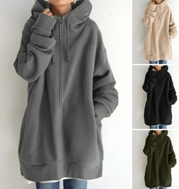 Damen Kapuzen-Strickjacke Oversized für Herbst (3)