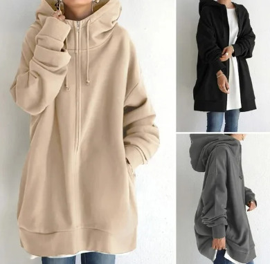 Damen Kapuzen-Strickjacke Oversized für Herbst (4)
