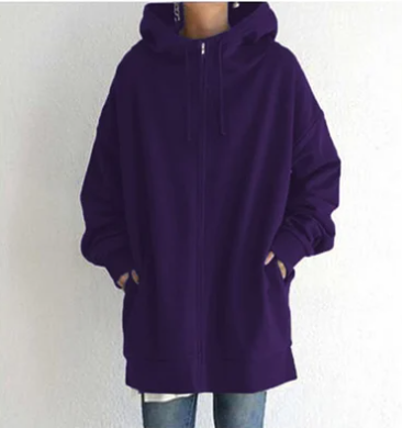 Damen Kapuzen-Strickjacke Oversized für Herbst in Dunkellila