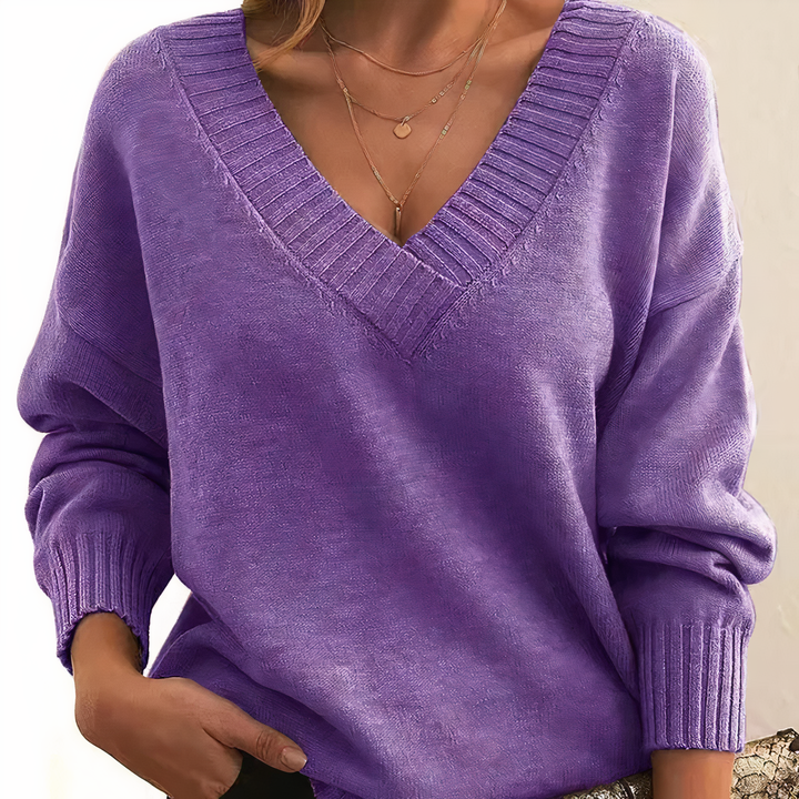 Damen Kaschmir Kurzpullover elegant für Herbst in Lila
