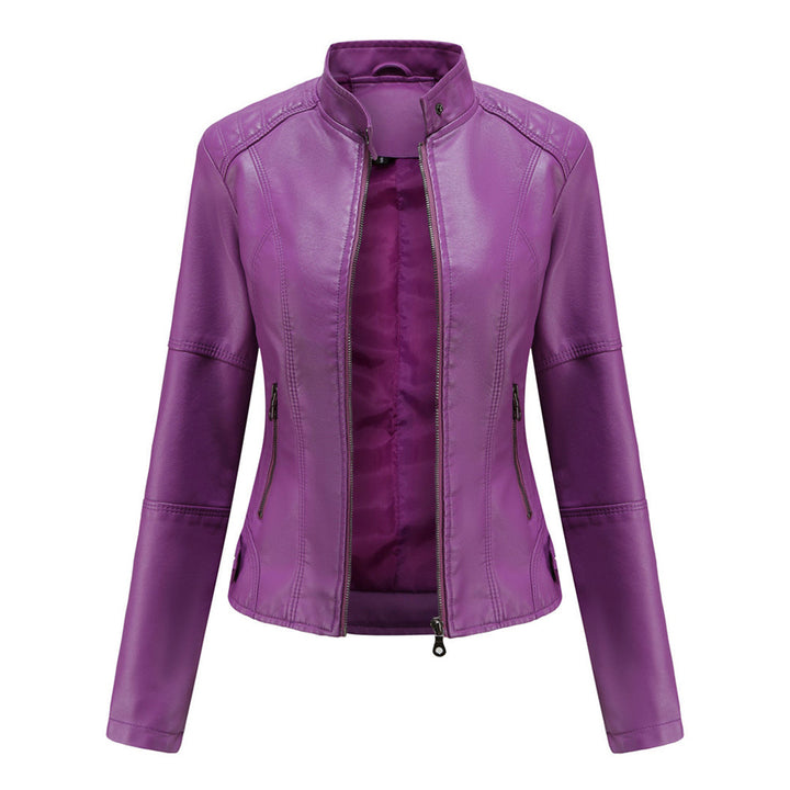 Damen Kunstleder-Bikerjacke mit Reißverschluss Jacket en Violett