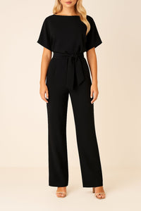 Martha | Damen Jumpsuit mit Bindegürtel und weitem Bein