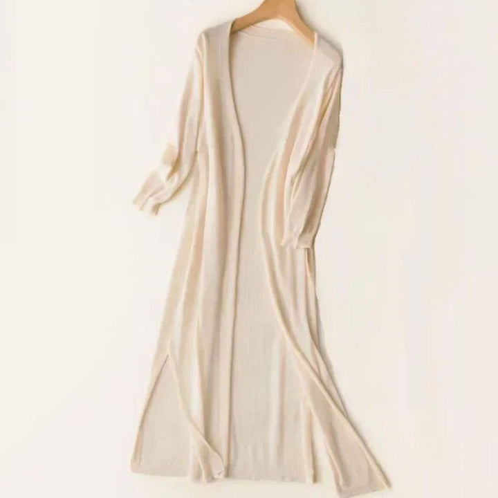 Damen Lange Pullover mit Seitenschlitzen in Apricot