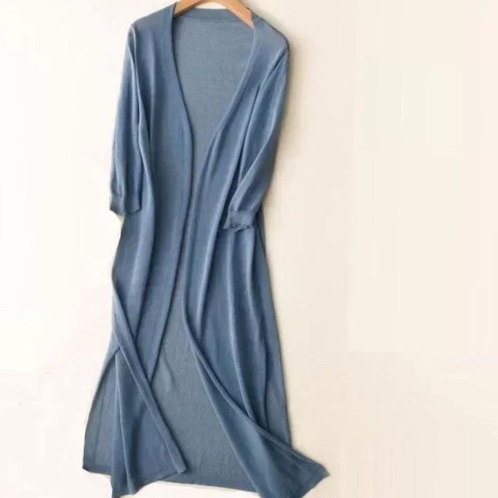 Damen Lange Pullover mit Seitenschlitzen in Blau