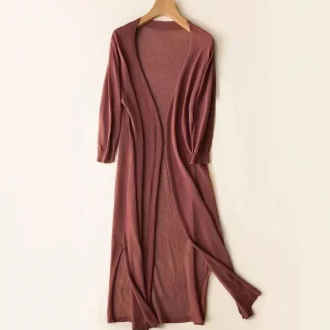 Damen Lange Pullover mit Seitenschlitzen in Rosa