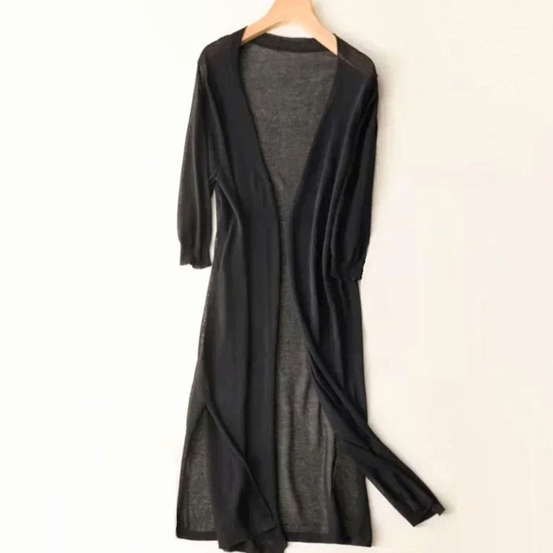 Damen Lange Pullover mit Seitenschlitzen in Schwarz
