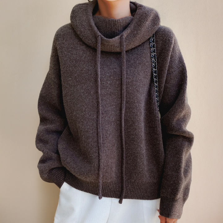 Damen lange Strickjacke aus Merinowolle in Braun