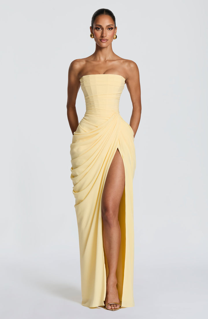 Damen Langes Abendkleid für festliche Anlässe in Gelb