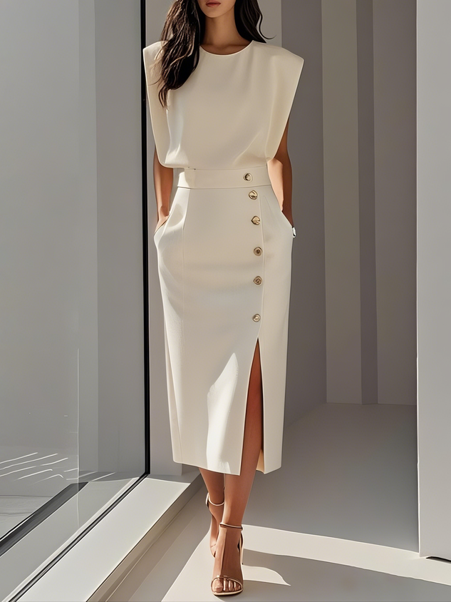 Damen Langes Abendkleid für Hochzeitsgäste in Weiß