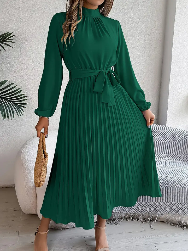 Damen Langes Abendkleid im Plissee-Stil in Grün